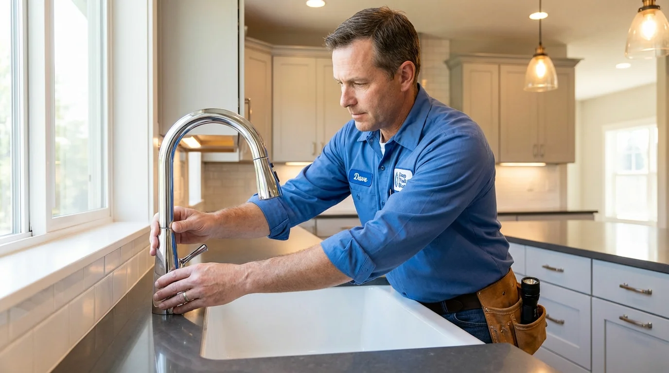 Kitchen faucet installation by Johns Plumbing LLC in Castleton