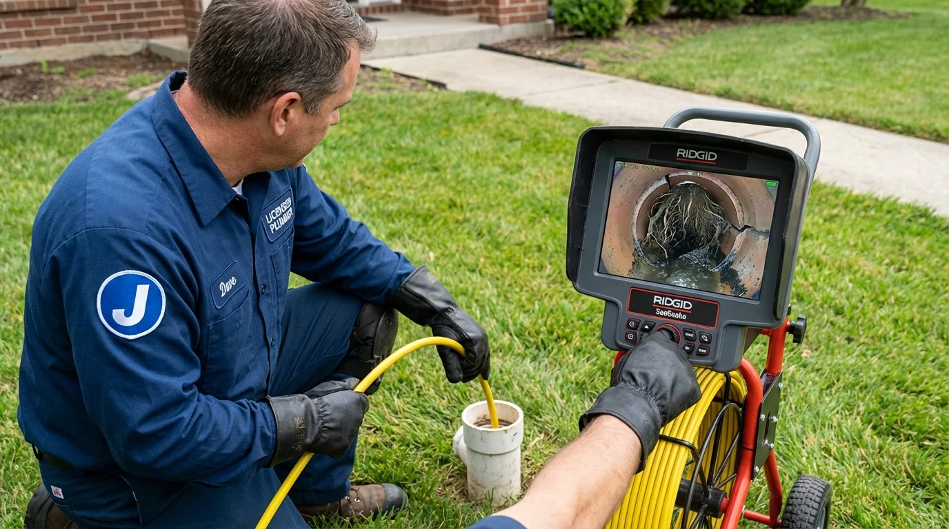 Sewer camera inspection being performed by Johns Plumbing LLC in Castleton
