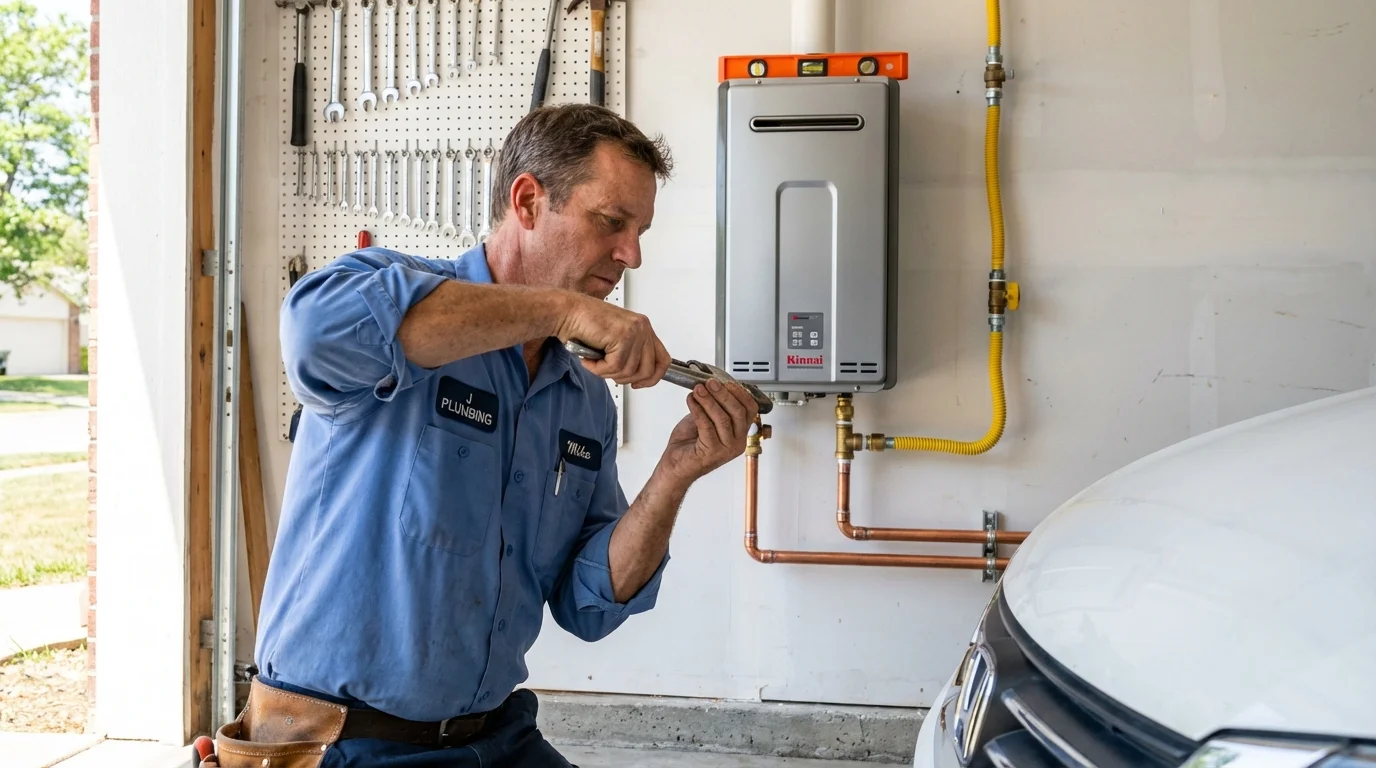 Tankless water heater installation by a Johns Plumbing LLC plumber in Castleton